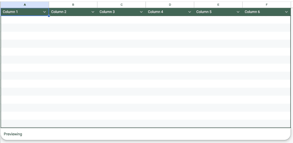 Google Sheets templates - blank table